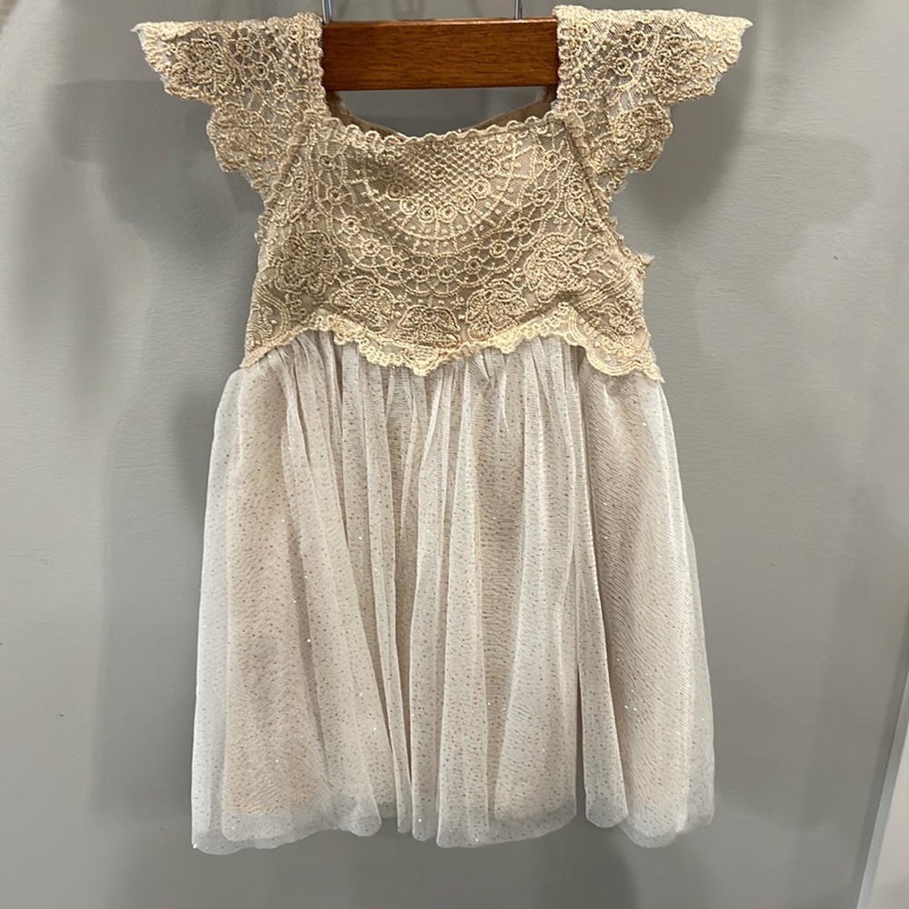 NWT Monsoon Baby Estella Dress in Gold- 3-6 months
